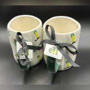 Rae Dunn Elf Mugs with Green Handles NWT ceramic